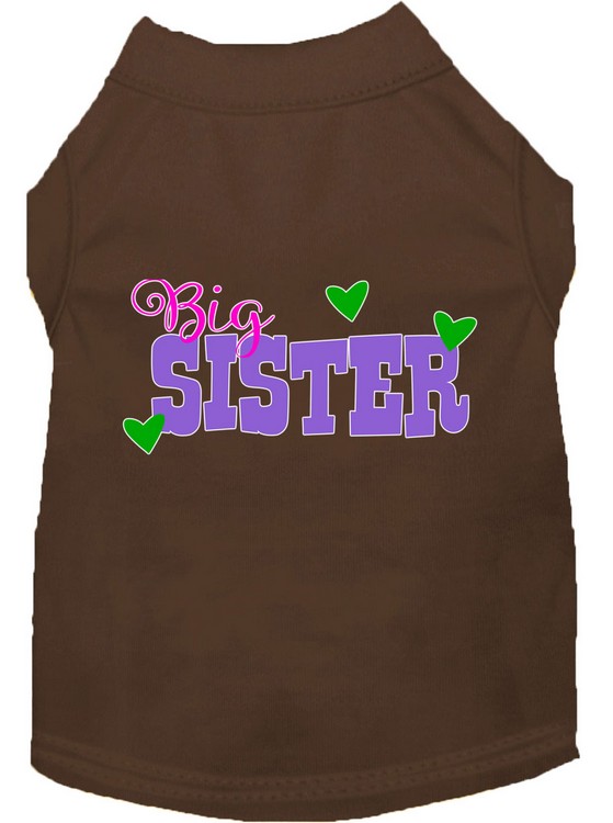 Big Sister Screen Print Dog Shirt Brown Med